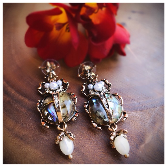 Jewelry - Gypsy Boho Jeweled Scarab Star & Skull Earrings